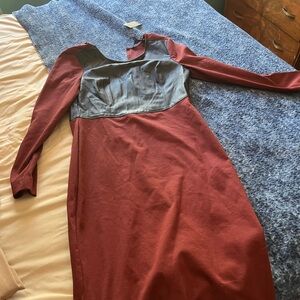 New BCBG dress. Maroon with black trim